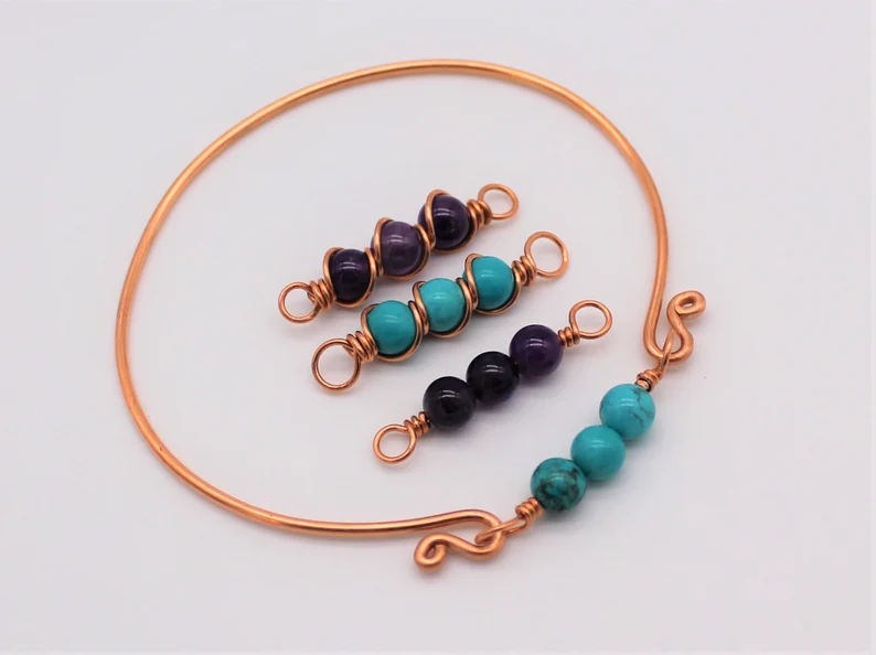 Abby Hook's Dainty Interchangeable Boho Bracelet Tutorial - Complete the link, Contemporary Wire Jewelry, , beaded wire bracelet